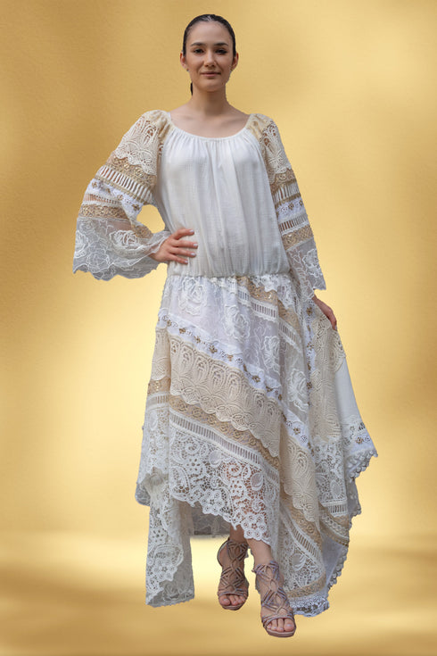 Rochie vaporoasa din vascoza si dantela – CTN-63